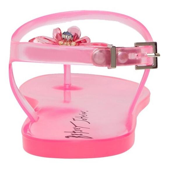 Betsey Johnson Women Pink Clear Jelly Flower Tabby Summer Flat Sandals Size US 7 - Picture 5 of 5